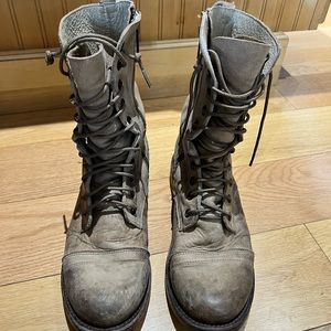 Beige Free bird Lace Up Boots